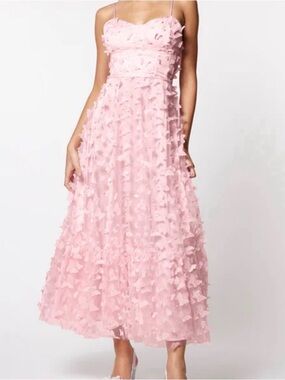 Betsey Johnson Pink Appliqué Gown